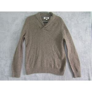 Joseph Abboud Wool Blend Shawl Collar Sweater Mens L Brown Knit Pullover